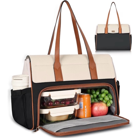 Stylish Laptop Tote Bag with Insulated Lunch Compartment for Women, NEW - Picture 5 of 12